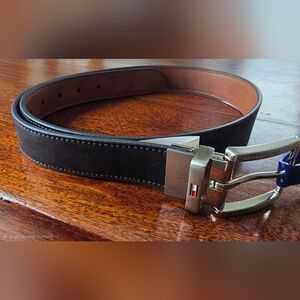 Black Leather Belt with Silver Buckle